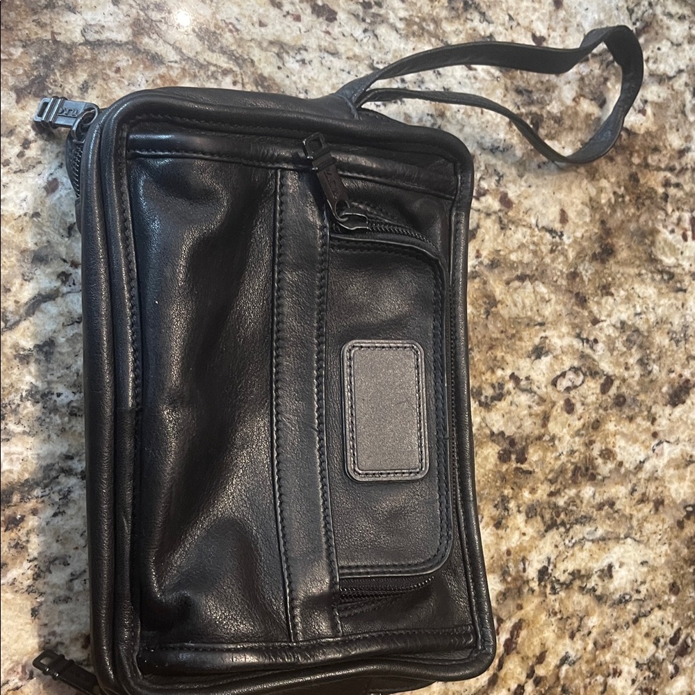 Tumi Black Leather Toiletry Bag